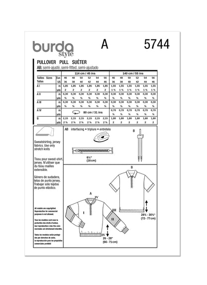 Burda Pattern 5744 Men's Sweatshirt & T-Shirt
