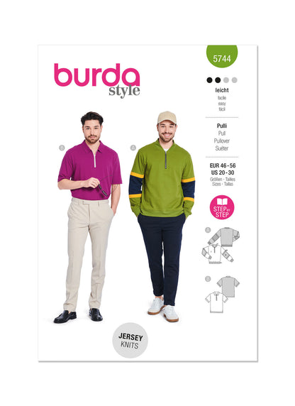 Burda Pattern 5744 Men's Sweatshirt & T-Shirt