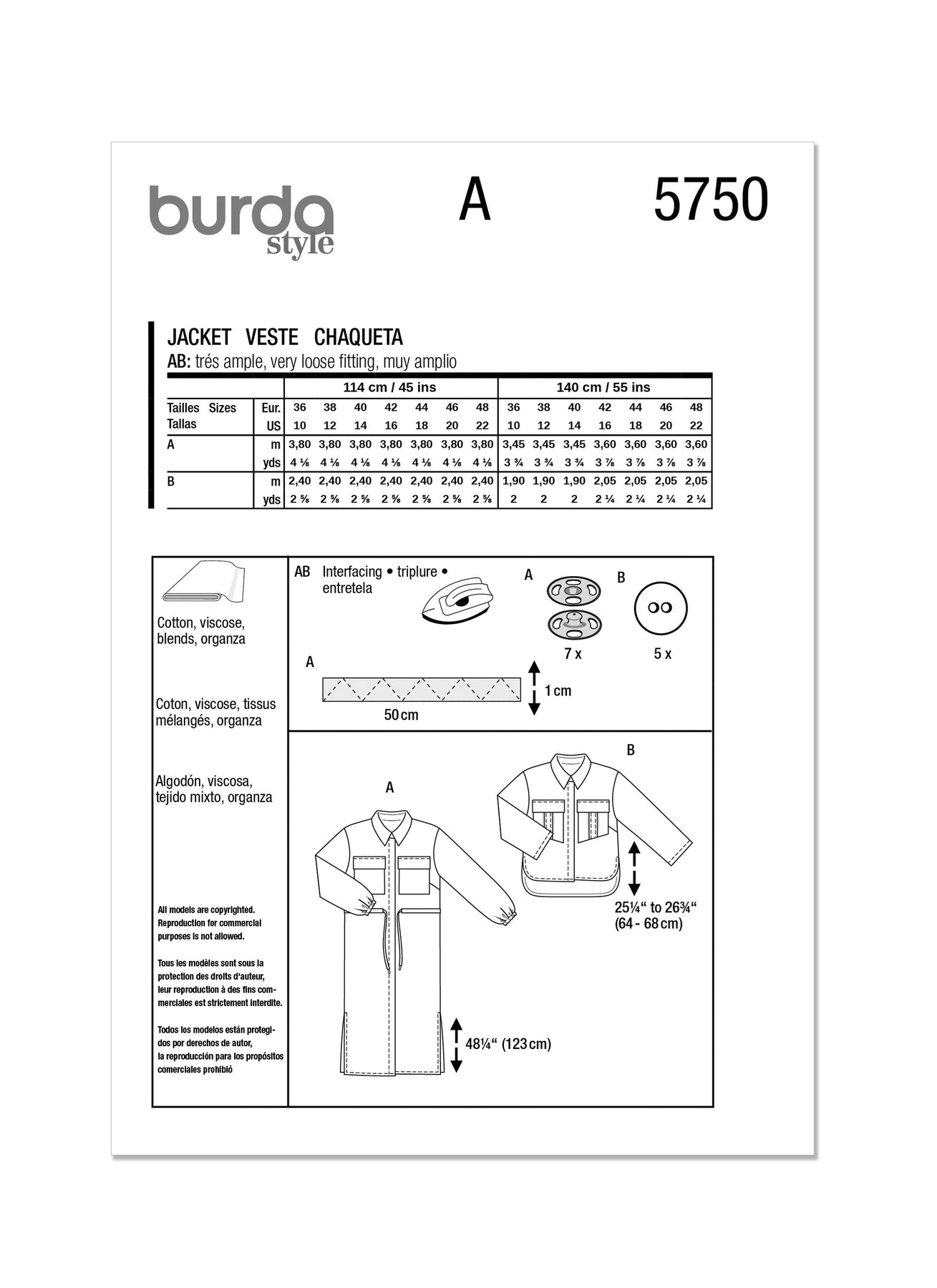 Burda Pattern 5750  Misses' Jacket