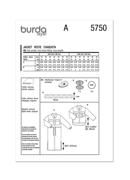 Burda Pattern 5750  Misses' Jacket