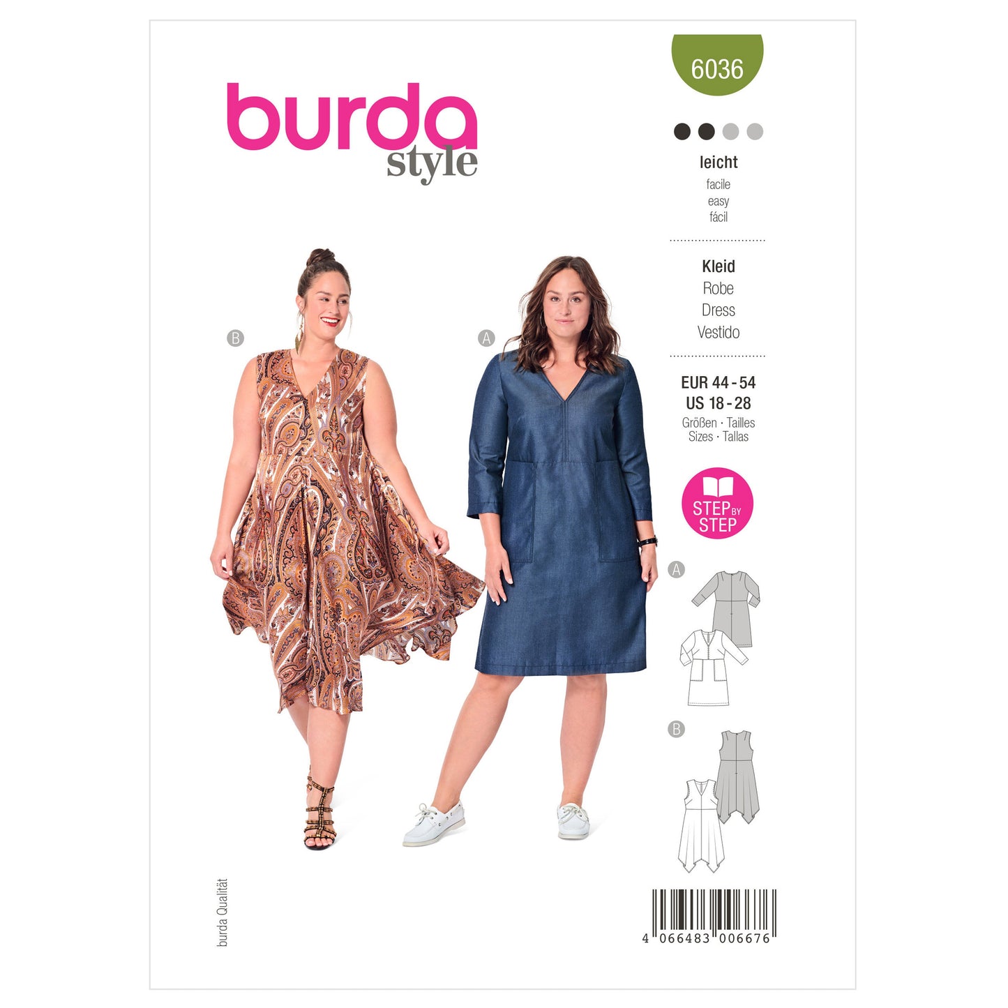 Burda Pattern 6036 Plus Size Dress