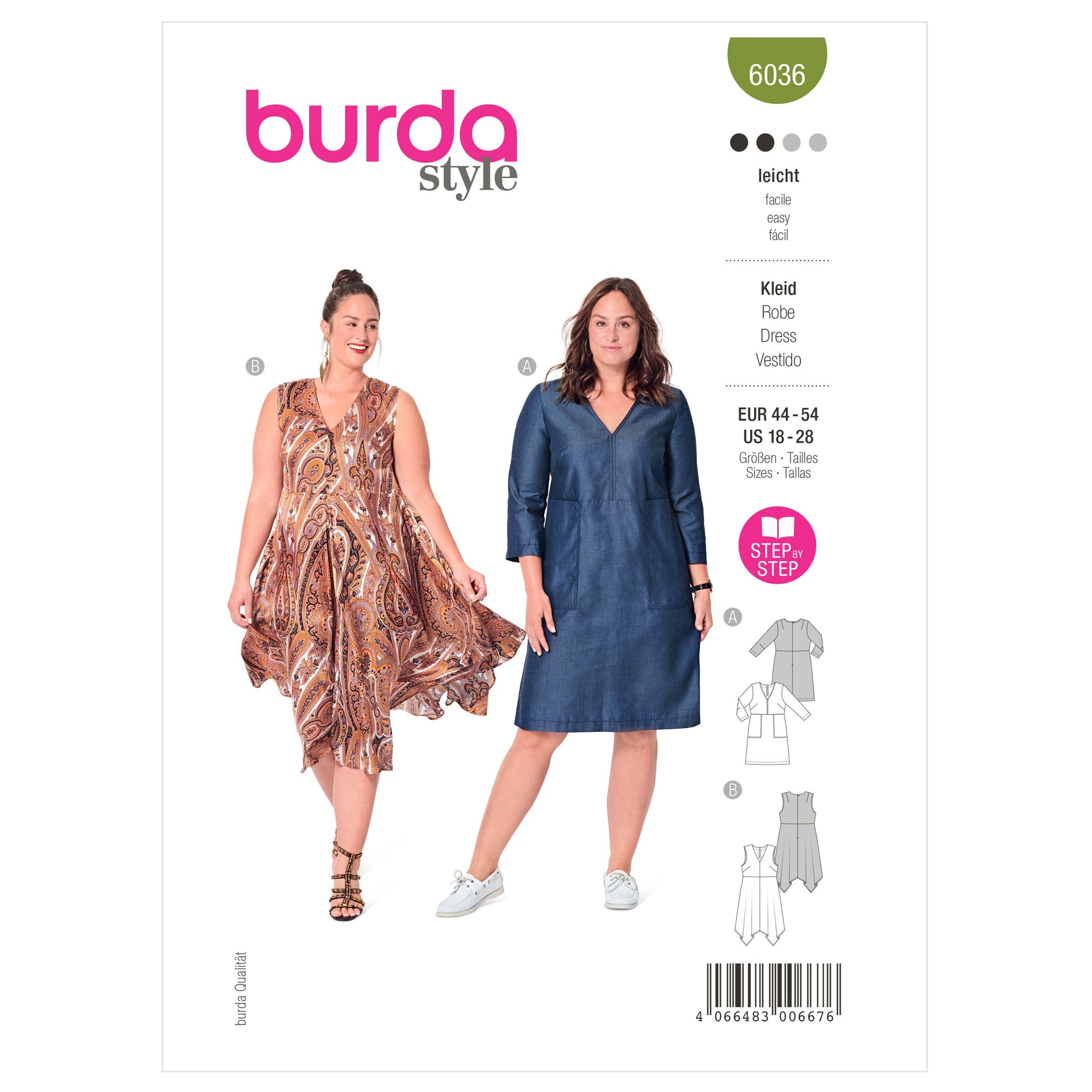 Burda Pattern 6036 Plus Size Dress