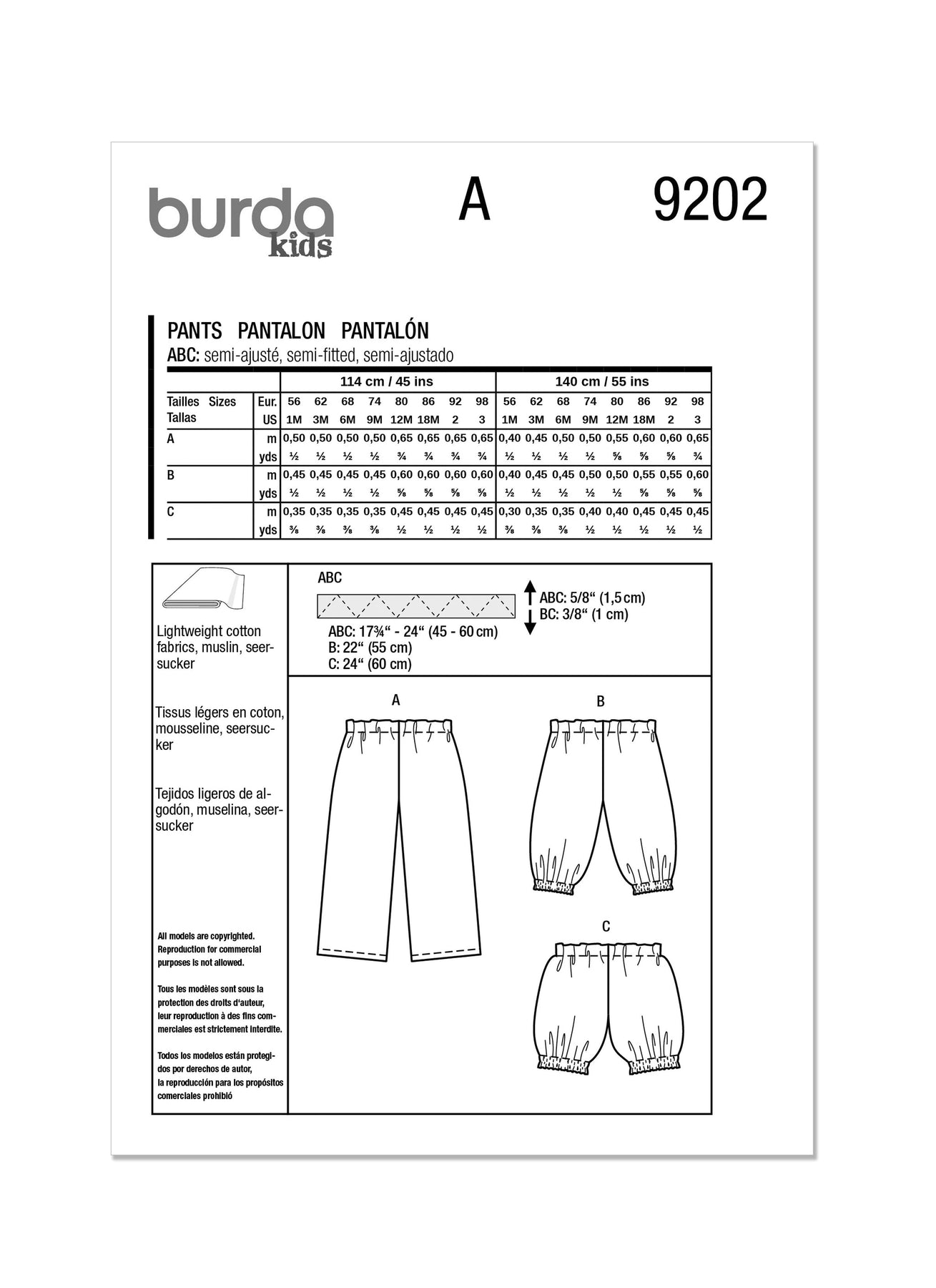 Burda Pattern 9202 Baby Skirt Pants