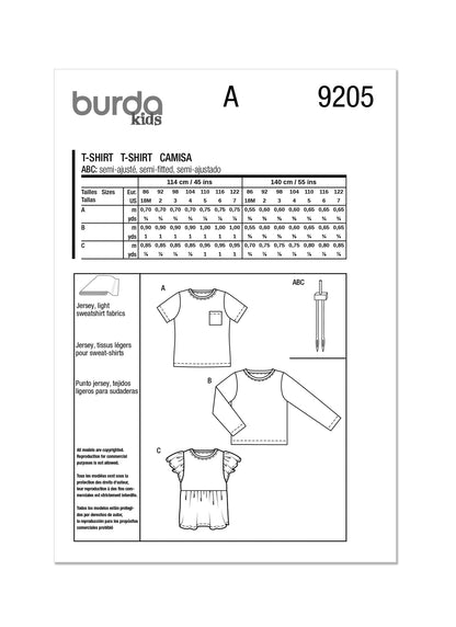 Burda Pattern 9205 Toddlers' T-Shirt
