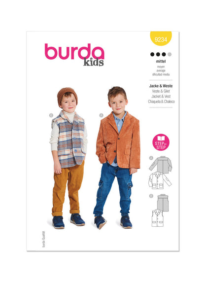 Burda Pattern 9234 Children's Jacket & Waistcoat/Vest 