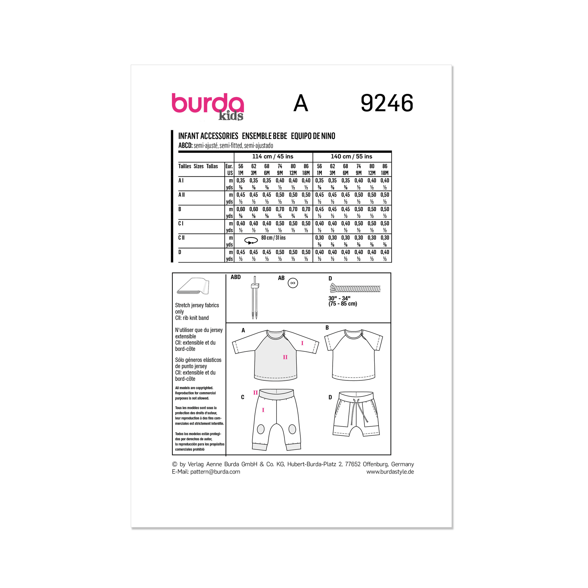 Burda Pattern 9246 Baby Sportswear