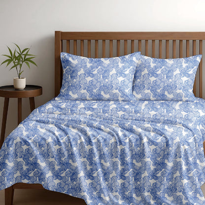 Alaria Printed Cotton Sheet Set, Bloom- Single Bed