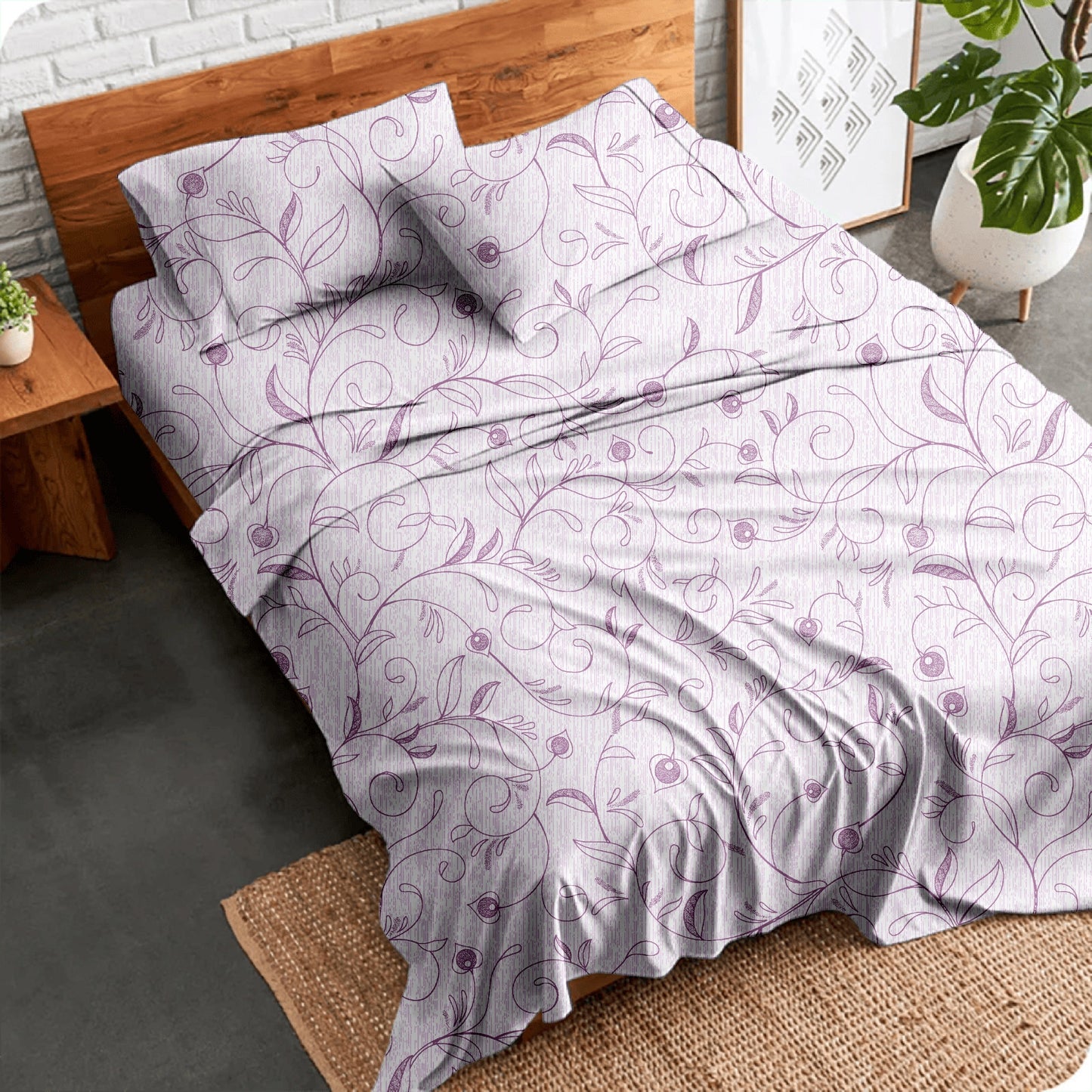 Alaria Printed Cotton Sheet Set, Botany- Single Bed