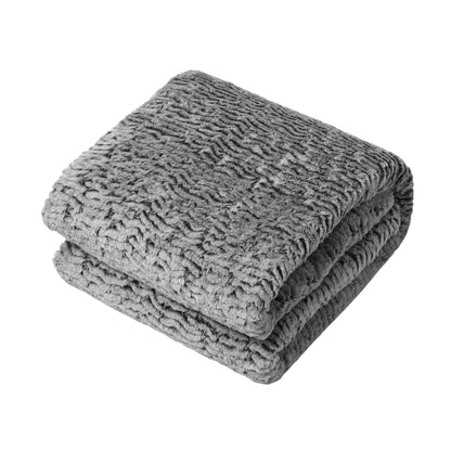 Dreamaker Luxury Faux Chinchilla Weighted Relaxing Simulated Blanket, Grey 5kg- 122x183cm