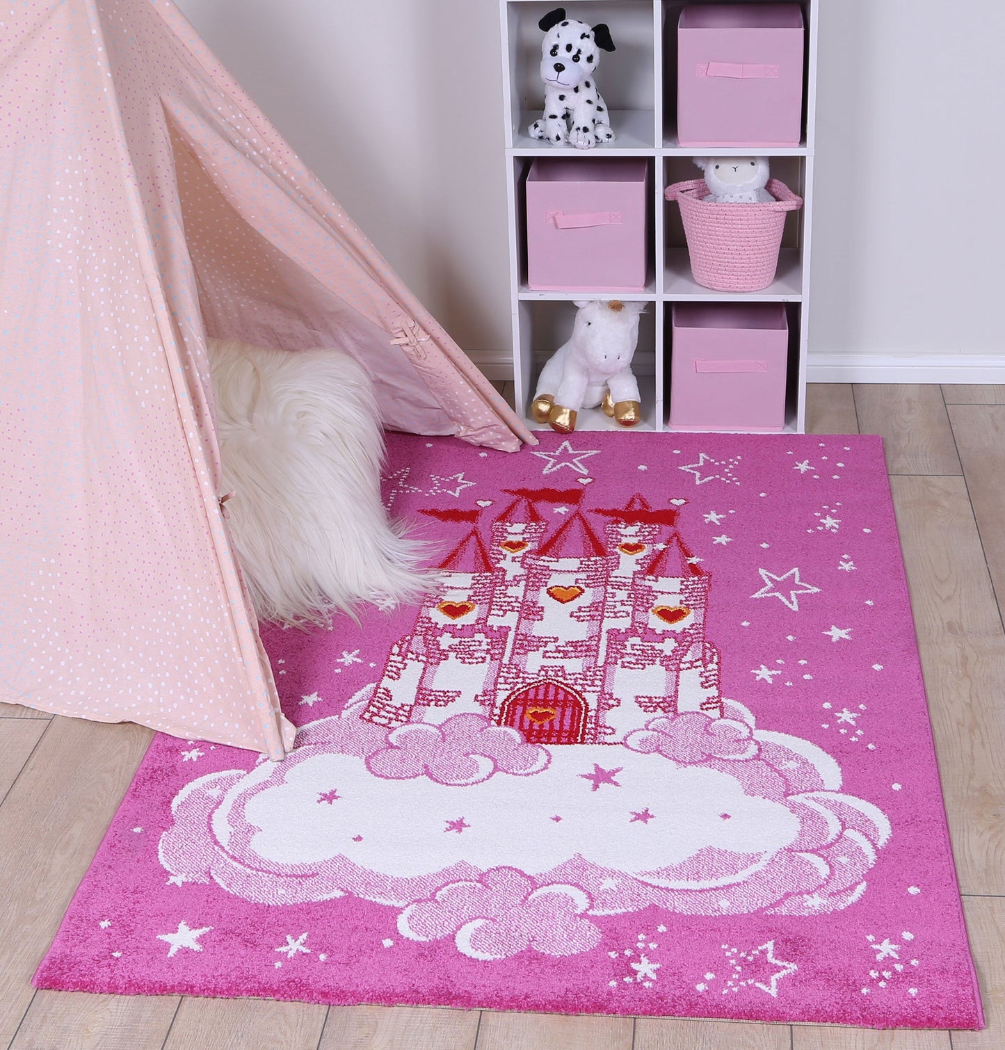 Happy Feet Princess Palace Pink Kids Rug