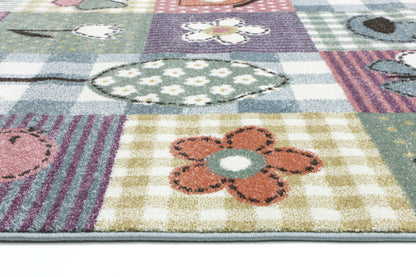 Happy Feet Cross-Stitch Cottage Multi Kids Rug