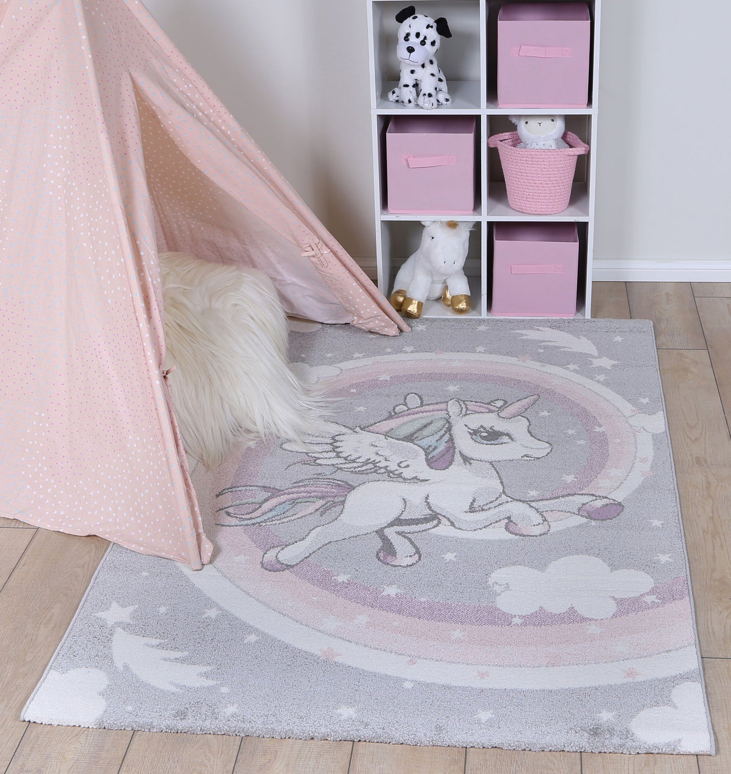 Happy Feet Powerful Pegasus Grey Kids Rug