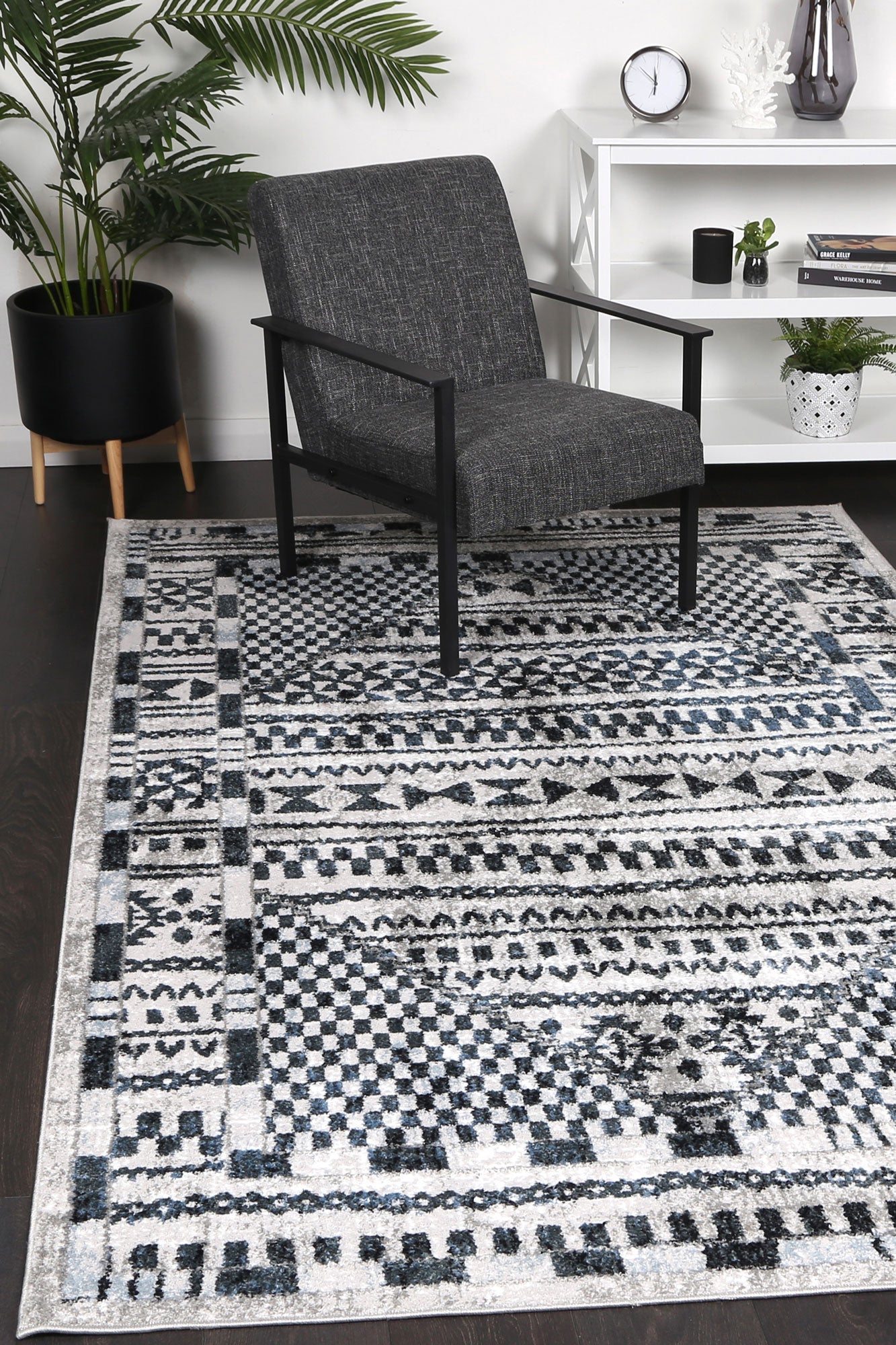 Kimberley Aztec Blue Contemporary Rug