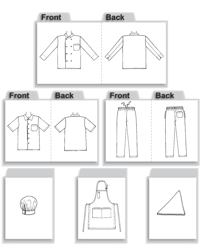 McCall's Pattern M2233 Misses' and Men's Jacket, Shirt, Apron, Pull-On Pants, Neckerchief and Hat