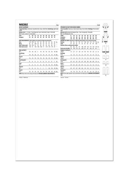 McCall’s Sewing Pattern M8392 Misses’ Sleepwear