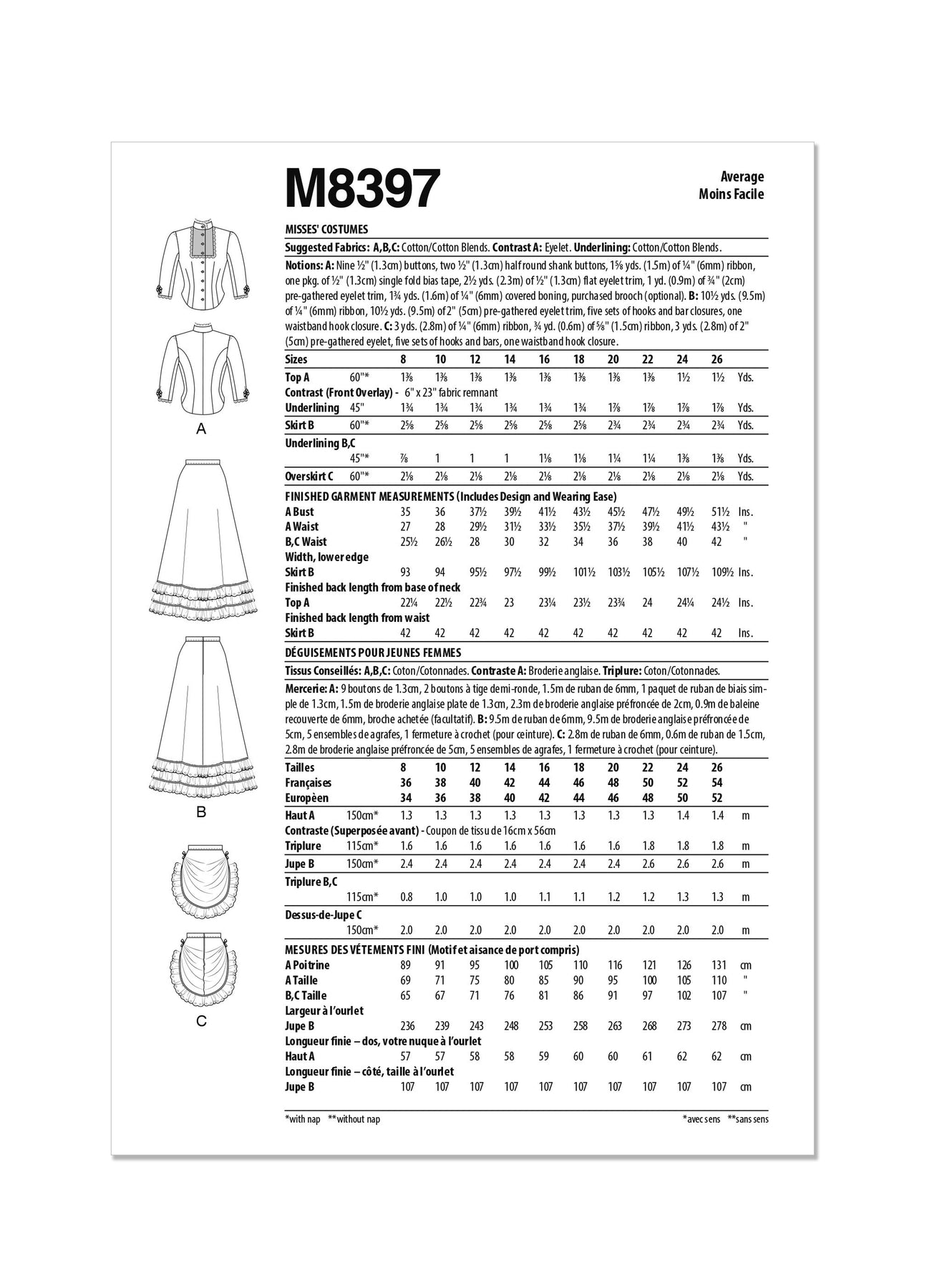 McCall’s Sewing Pattern M8397 Misses’ Costume