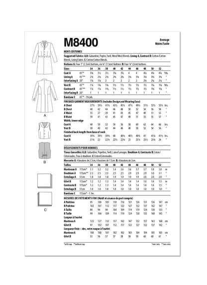 McCall’s Sewing Pattern M8400 Men's Costumes