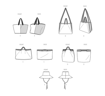 KnowMe Pattern M8419 Tote Bags and Hat