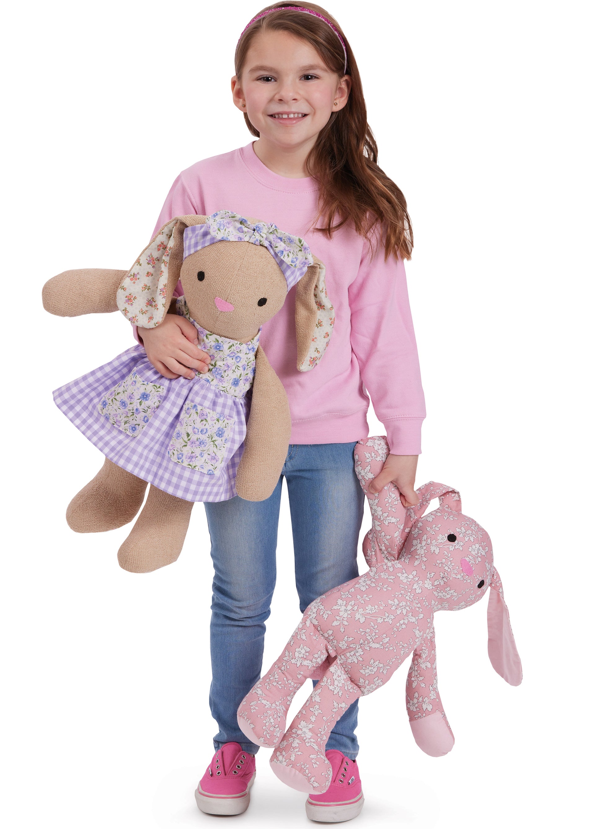 KnowMe Pattern M8422 Plush Bear, Bunny and Mouse with Clothes and Headband