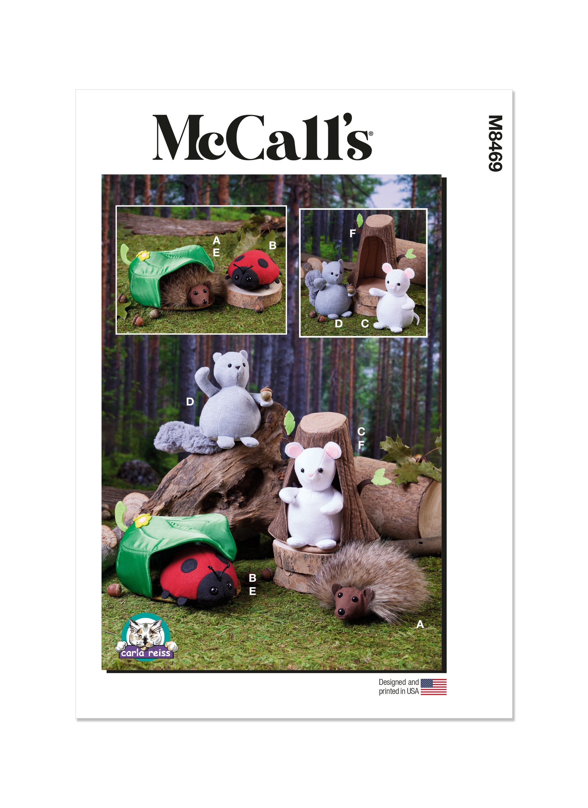 McCall's Pattern M8469 Plush Animals With Leaf and Tree Houses