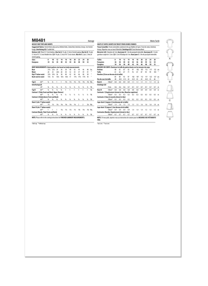 McÇall's Pattern M8481 Misses' Knit Tops and Skorts