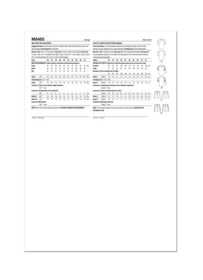 McÇall's Pattern M8485 Men's Knit Tops and Shorts