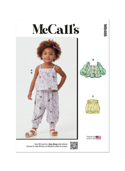 McCall's Pattern M8488 Toddlers' Knit Tops, Shorts and Pants