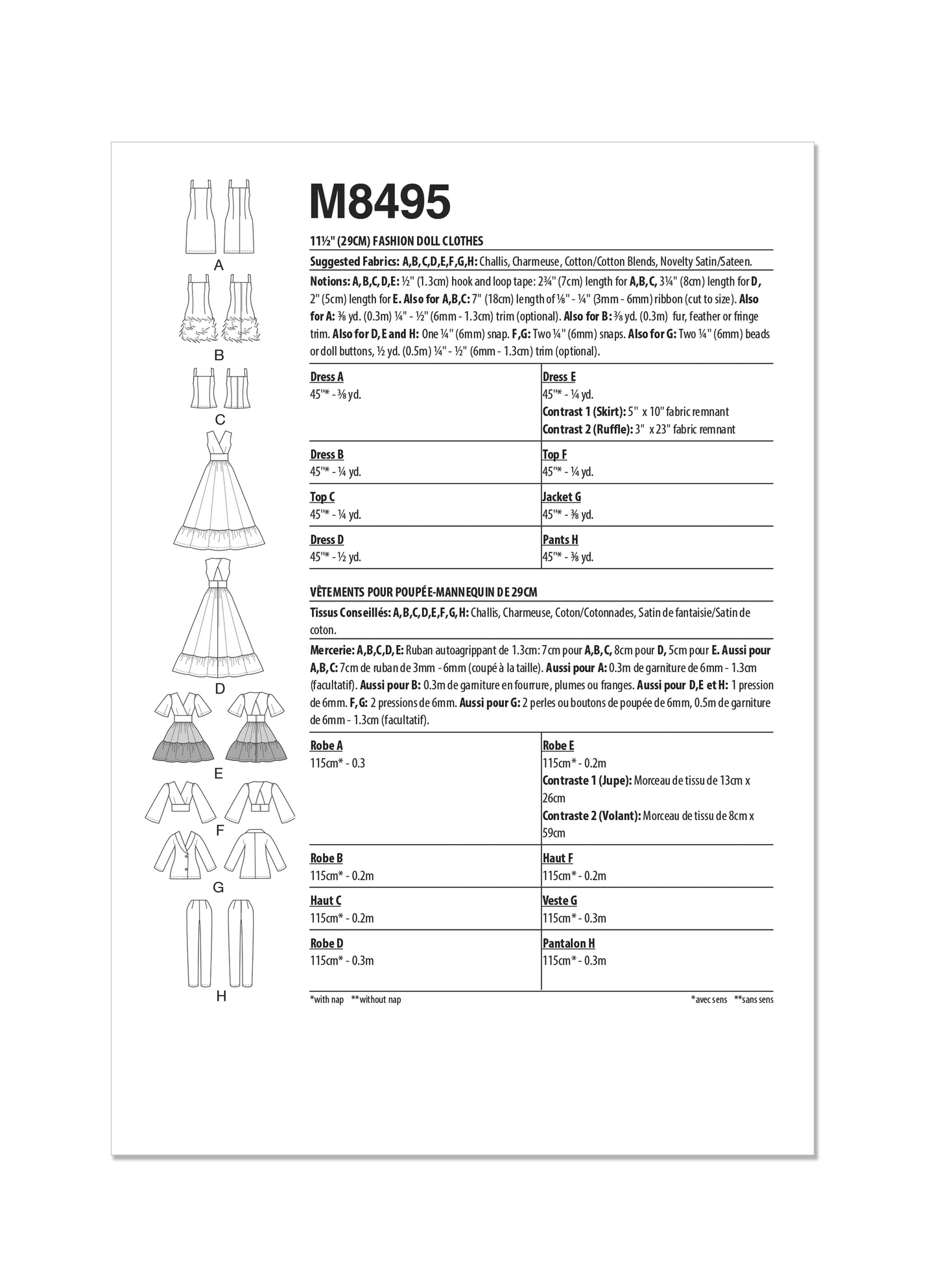 McCall's Pattern M8495 Doll Clothes