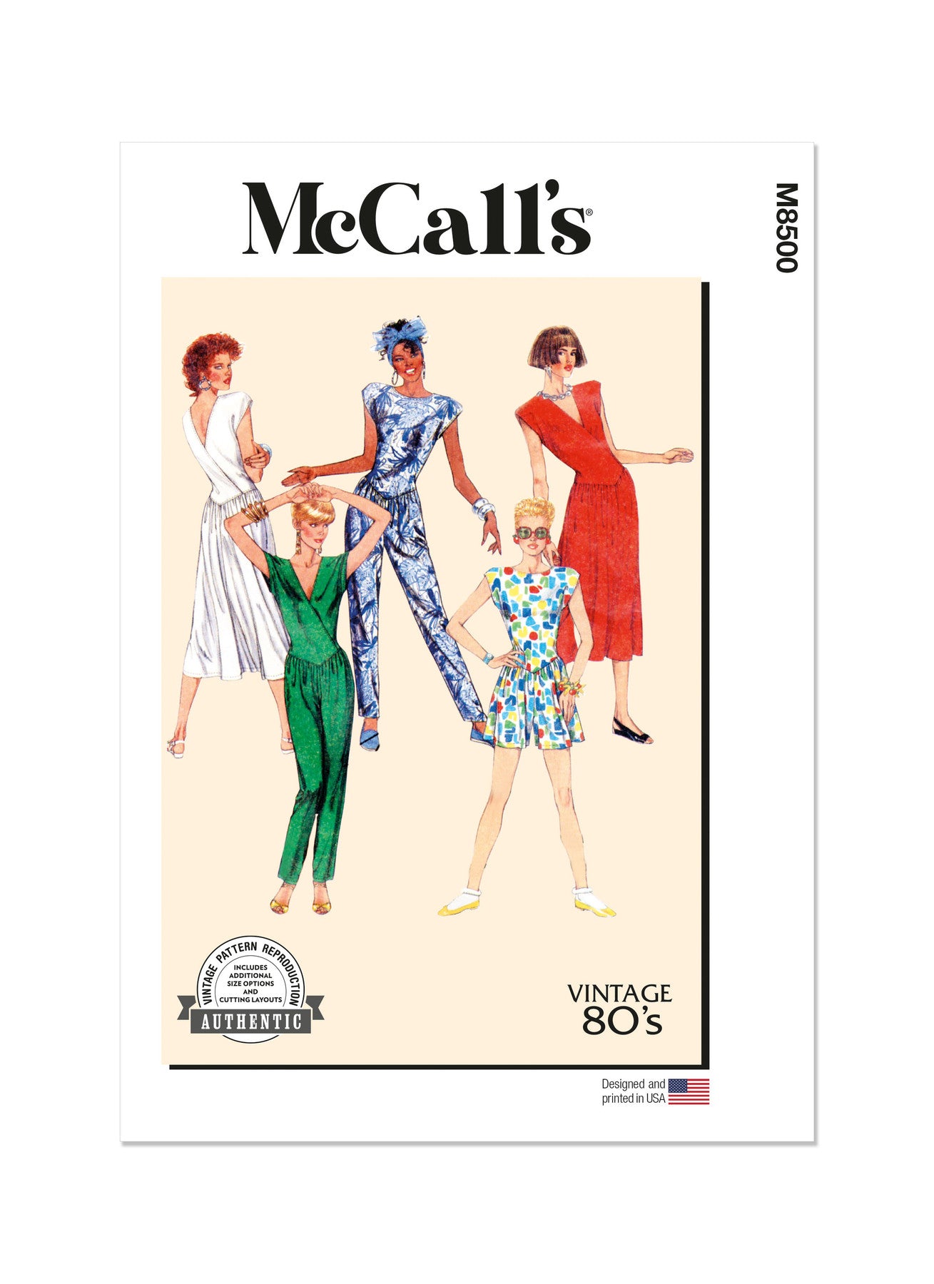 McCall's Pattern M8500 1980s Misses' Knit Dress and Jumpsuits