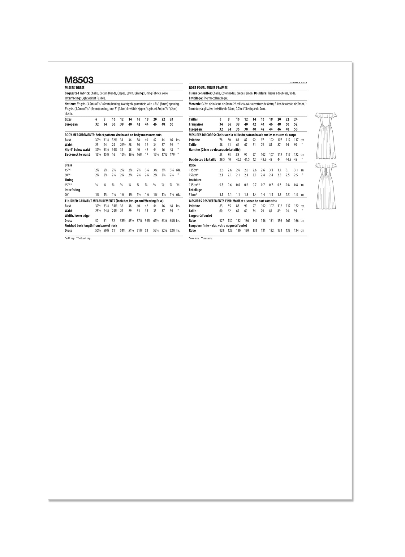 McCall’s Sewing Pattern M8503 Misses’ Dress