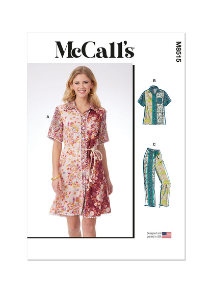 McCall's Pattern M8515 Misses' Dress, Top and Pants