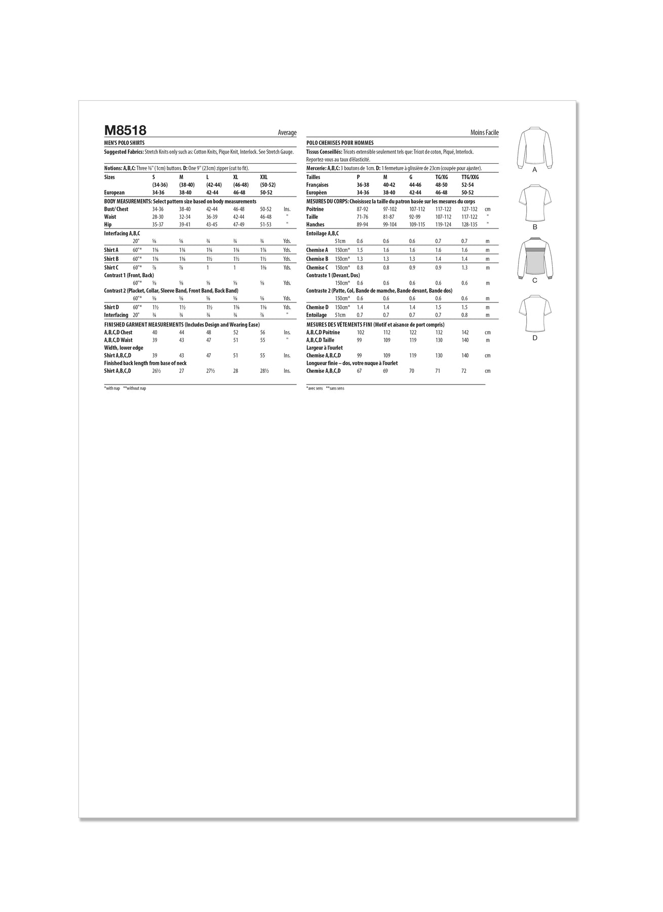 Mccall's Pattern M8518 Men's Polo Shirts