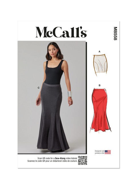 McCall's Pattern M8558 Misses' Knit Skirt in Three Lengths