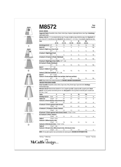 McCall's Pattern M8572 Misses' Aprons