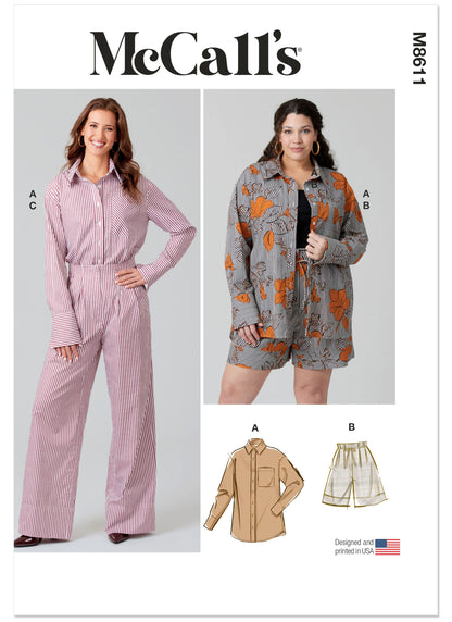 McCall's Pattern M8611 Misses' and Women's Shirt, Shorts and Pants