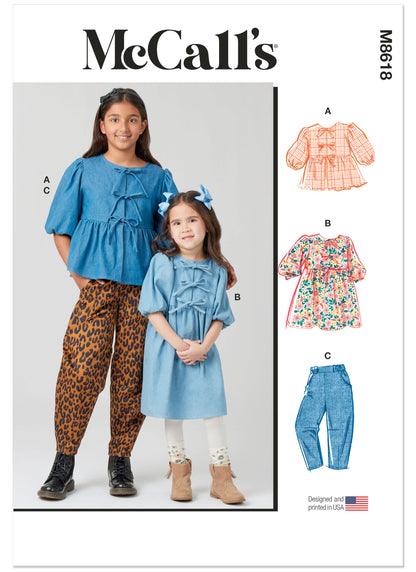 McCall's Pattern M8618 Children's and Girls' Top, Dress and Pants