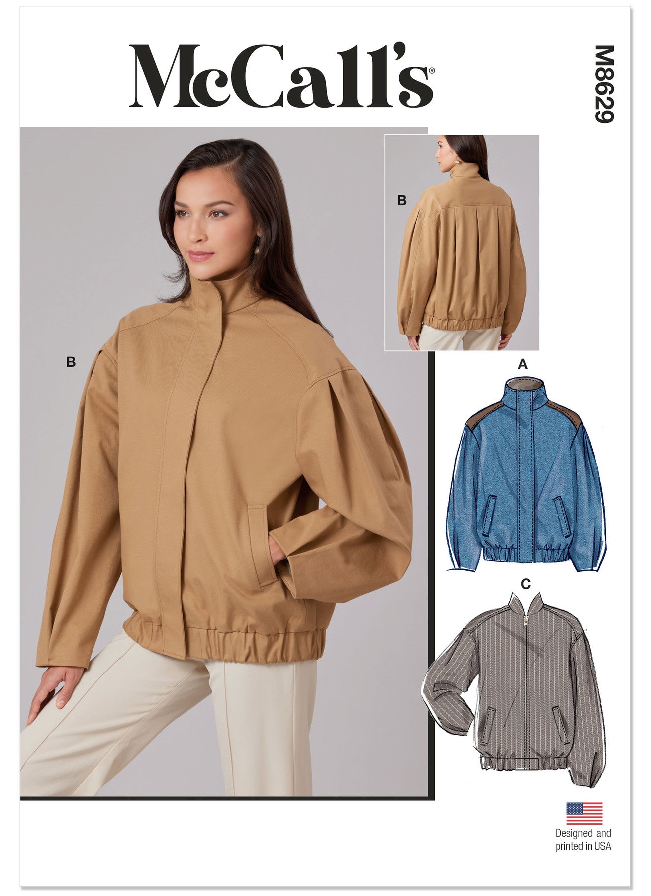 Simplicity Pattern 8629 Misses' Blouson Jacket with Neckline Variations