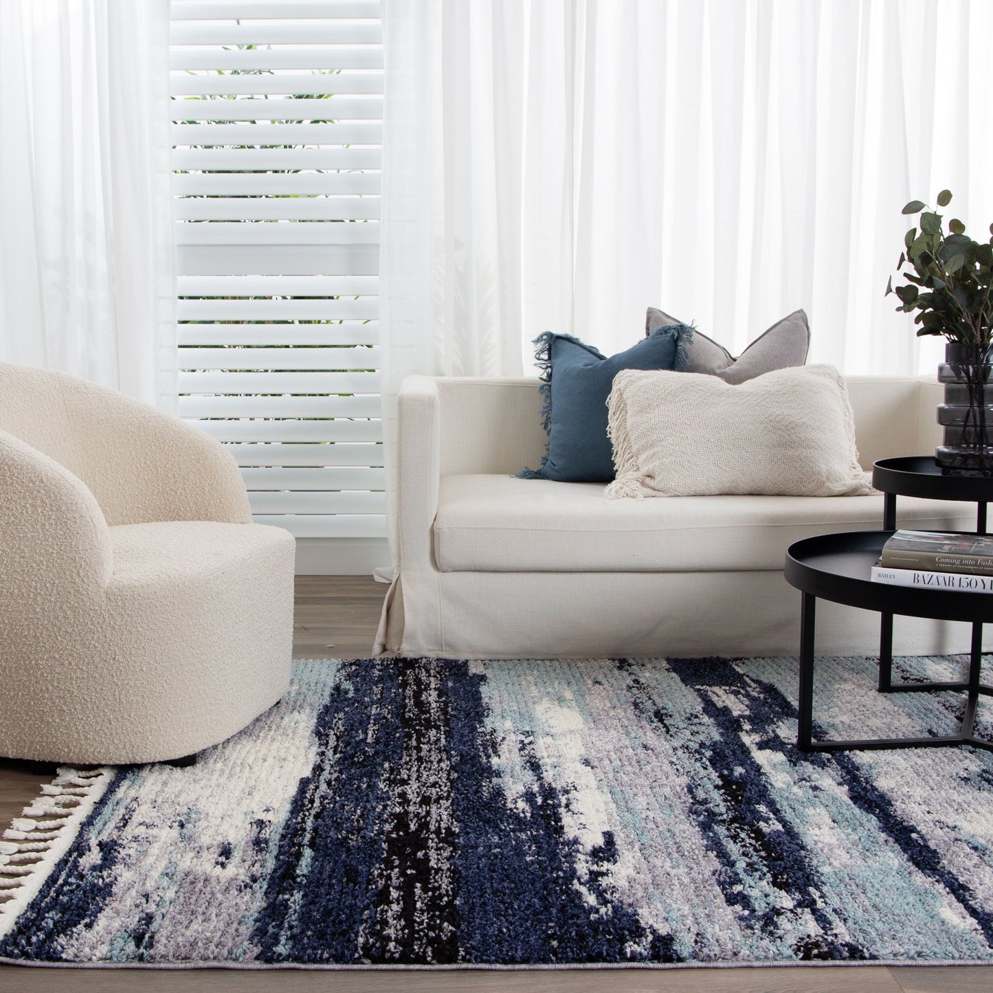 Mario Horizon Blue Abstract Rug