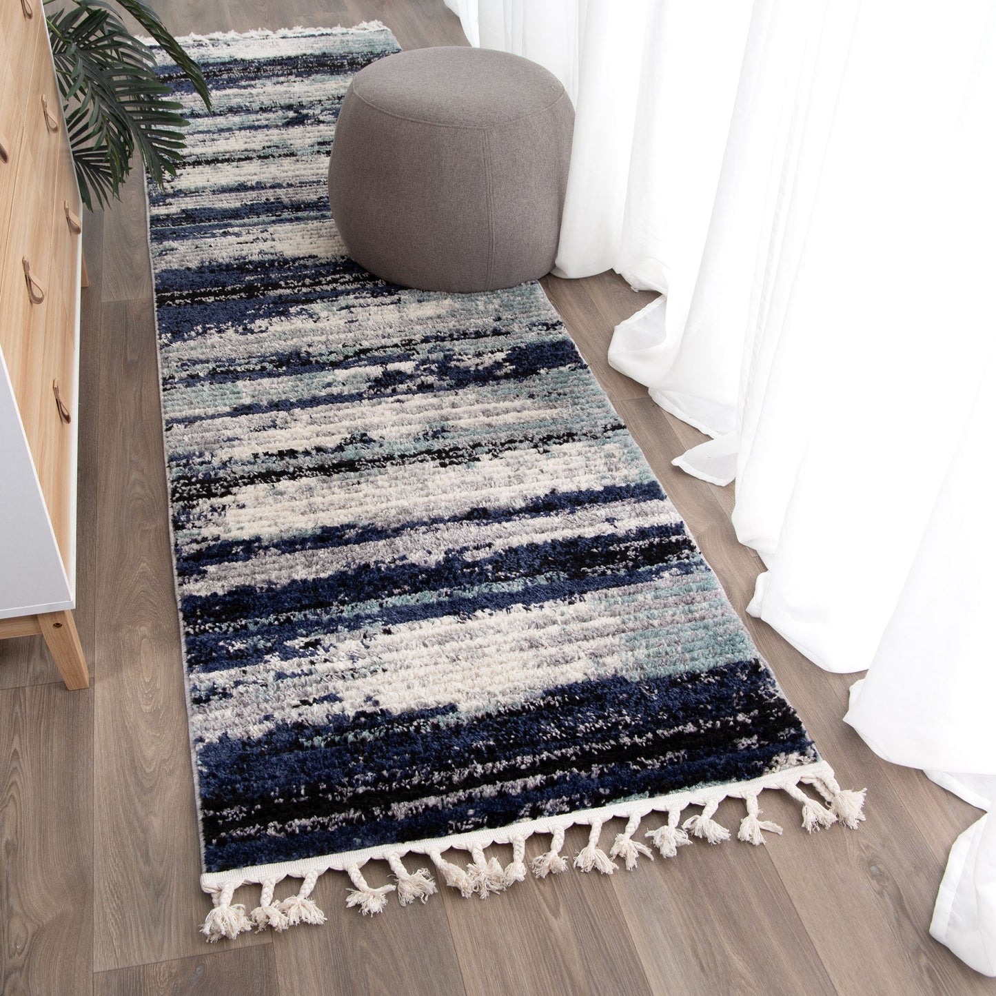 Mario Horizon Blue Abstract Rug