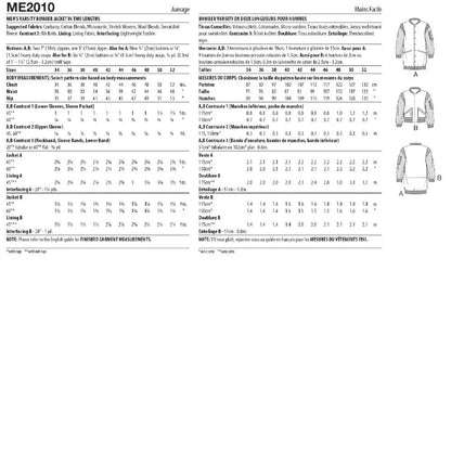 McCall's Pattern ME201 Men's Varsity Bomber Jacket