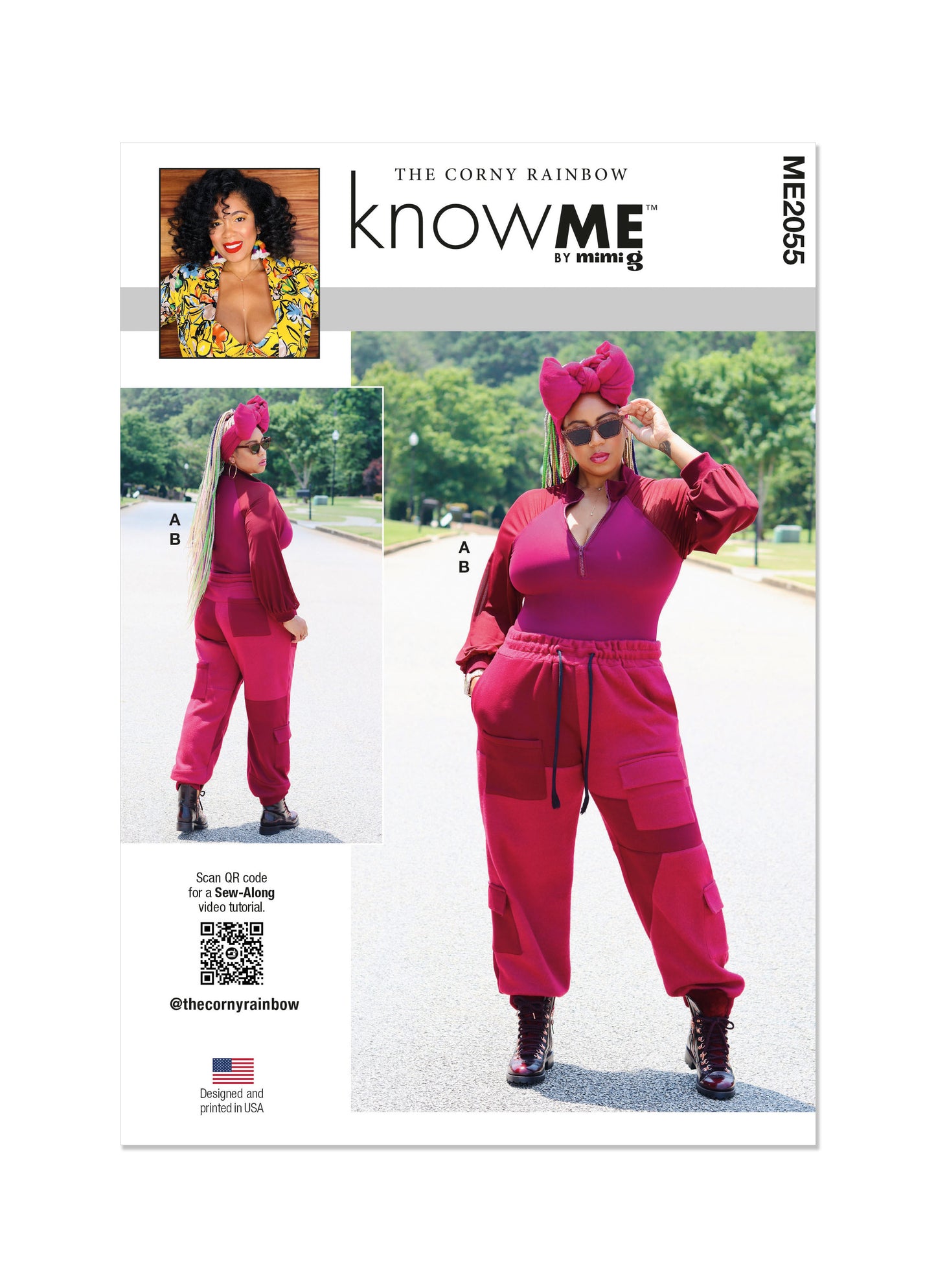 Know Me Pattern Me2055 Misses' Bodysuit and Cargo Sweatpants