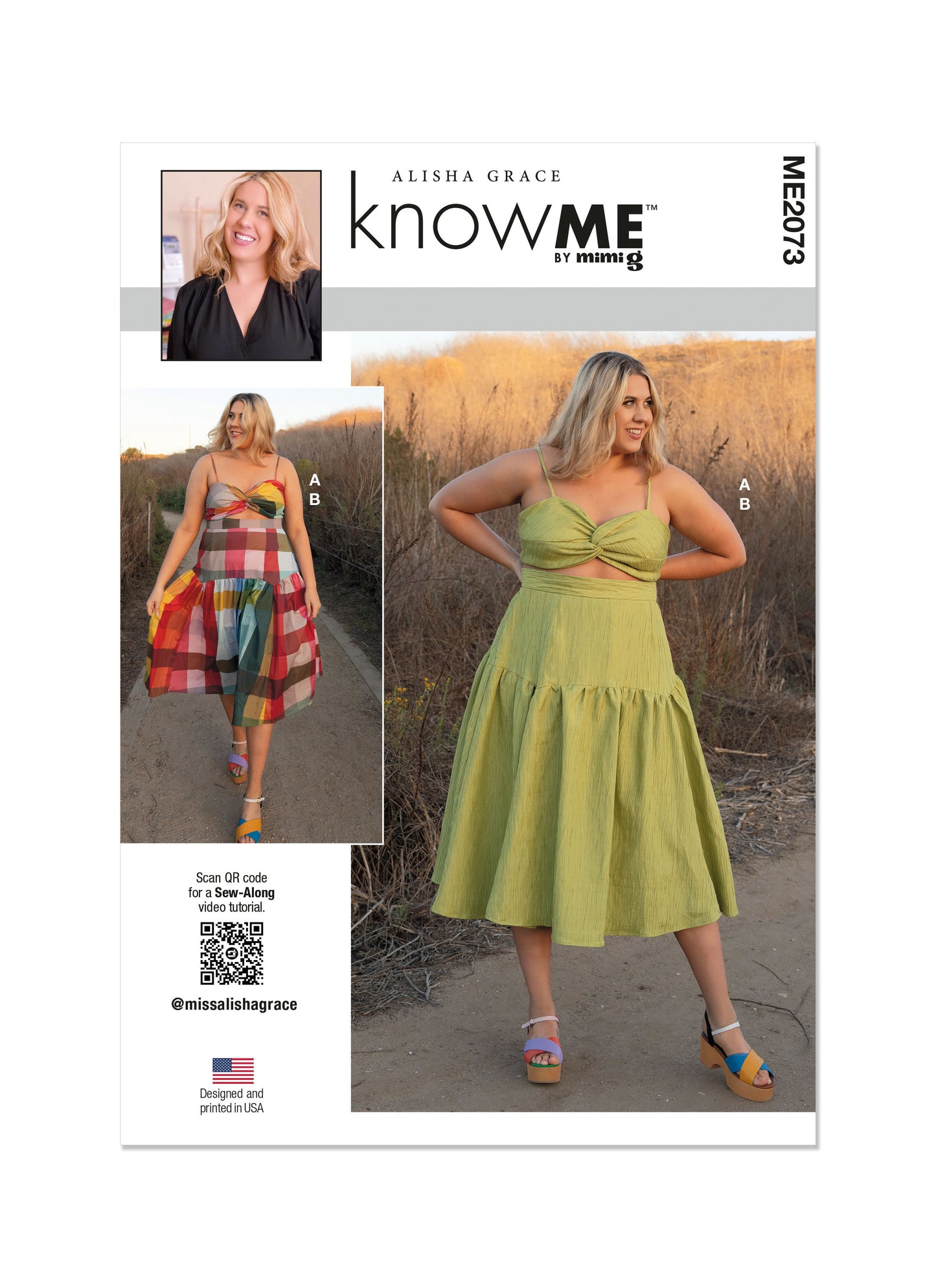 Know Me Pattern Me2073 Misses' Crop Top and Skirt