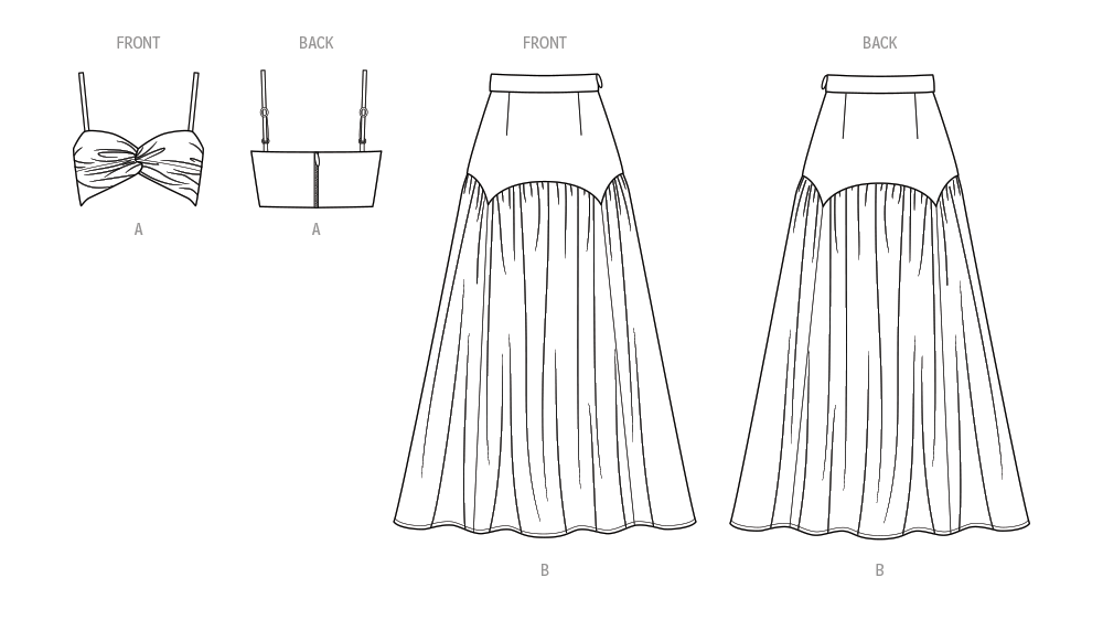 Know Me Pattern Me2073 Misses' Crop Top and Skirt