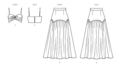 Know Me Pattern Me2073 Misses' Crop Top and Skirt