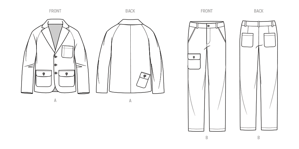 Know Me Pattern Me2075 Men's Jacket and Pants