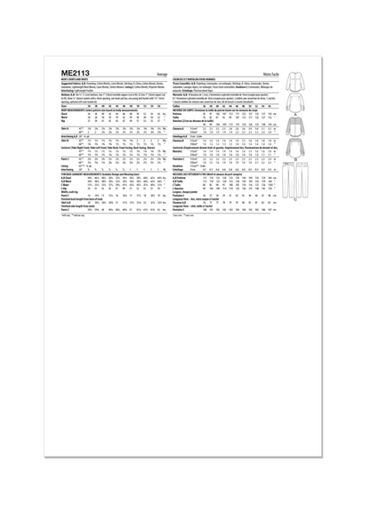 McCall's Pattern ME2113 Men's Shirts and Pants