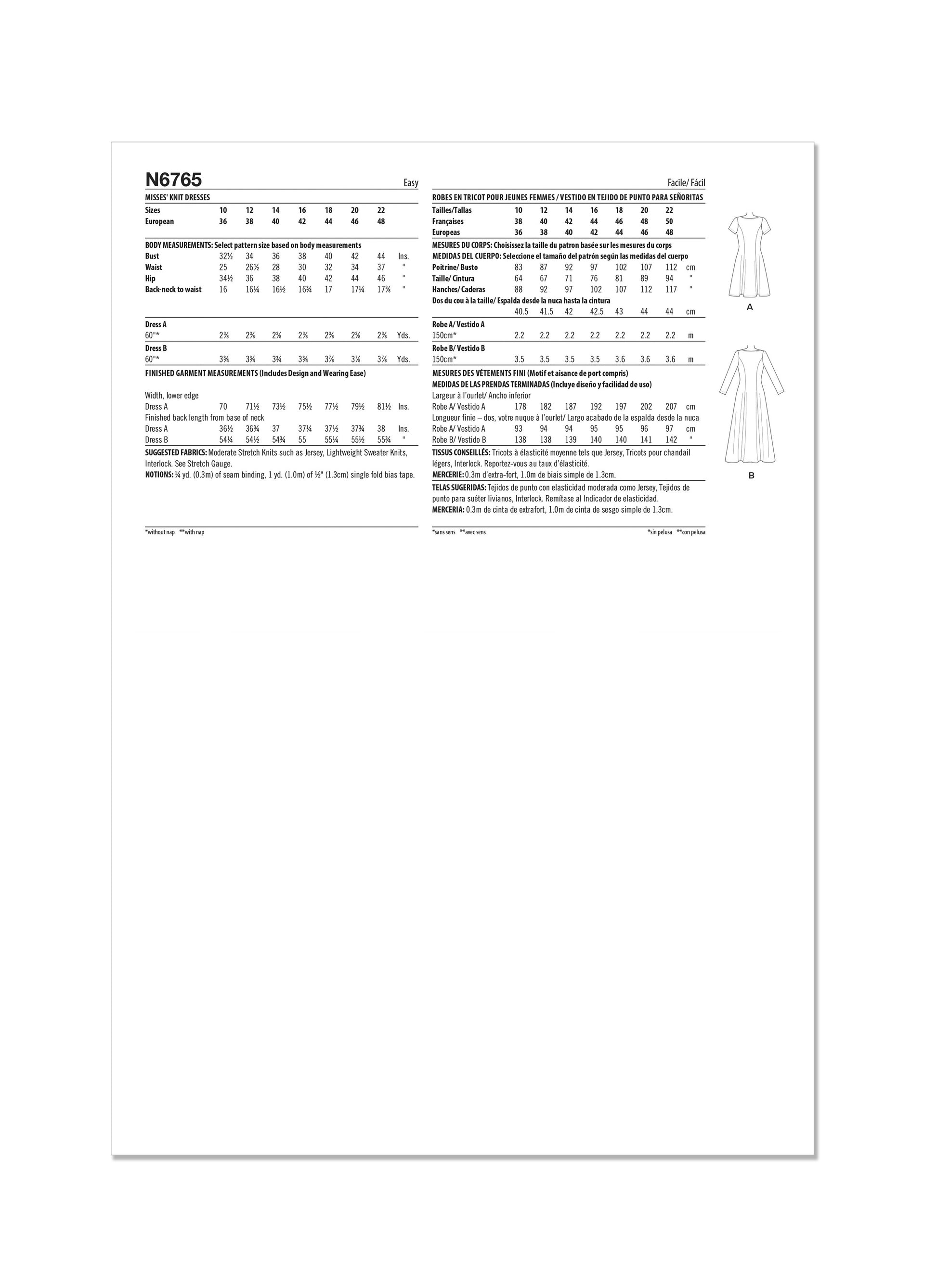 Newlook Pattern 6765 Misses' Dress