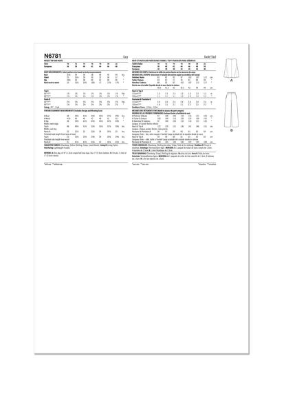 Newlook Pattern 6781 Misses' Top and Pants