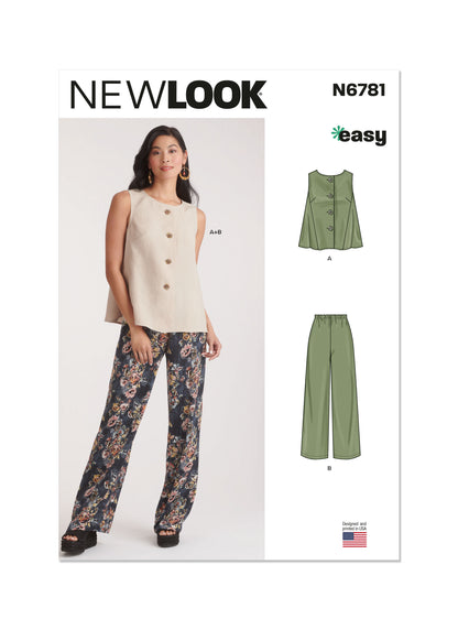 Newlook Pattern 6781 Misses' Top and Pants