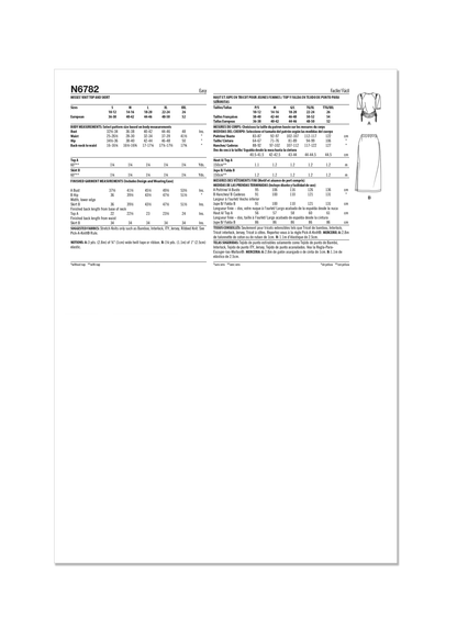 Newlook Pattern 6782 Misses' Knit Top and Skirt